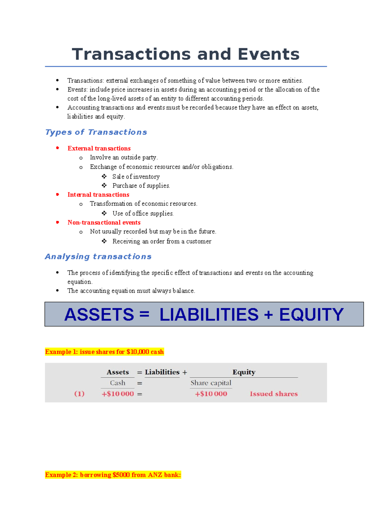 Transactions and events recording process - Transactions and Events ...