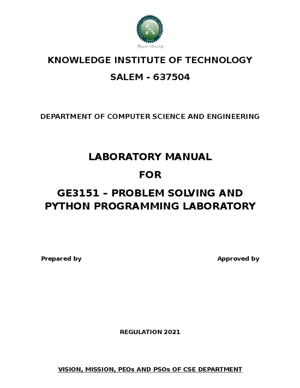 GE3171 PSPP Manual Updated - KNOWLEDGE INSTITUTE OF TECHNOLOGY SALEM ...