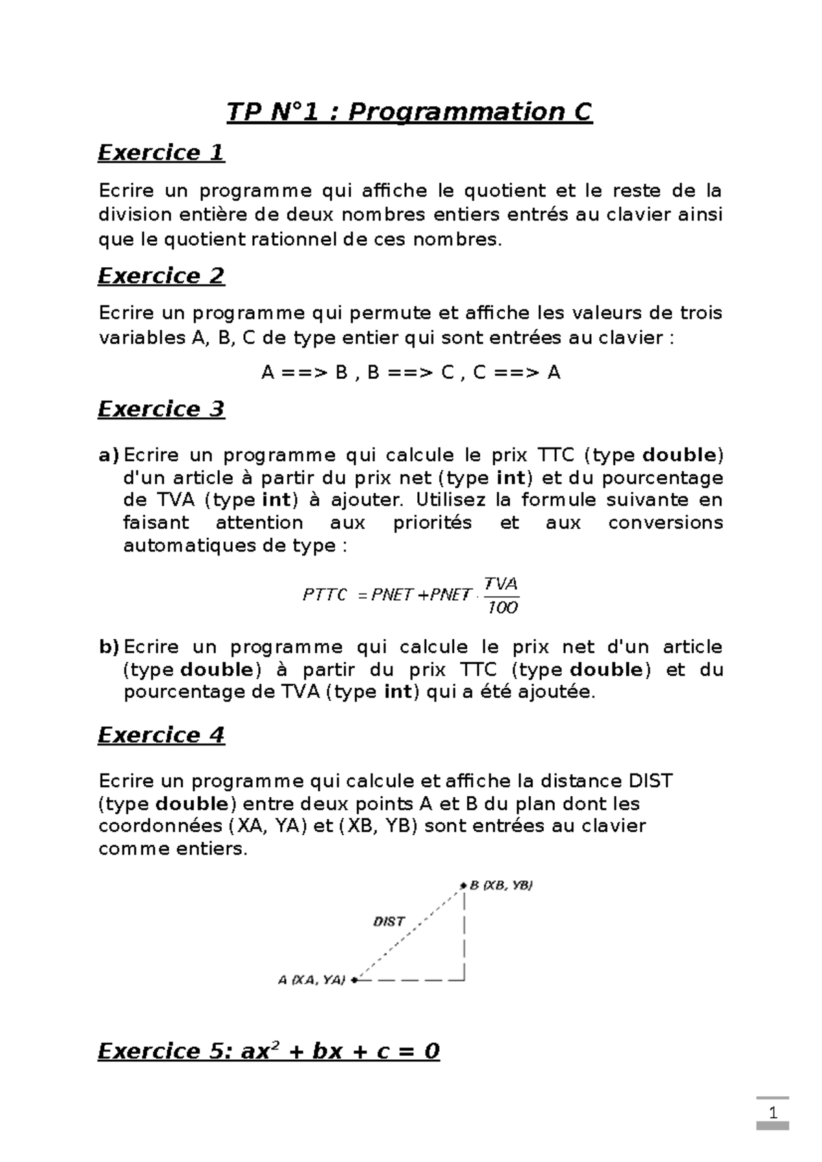 TP1 C Tmiri - C Progamming Language - 1 TP N°1 : Programmation C ...