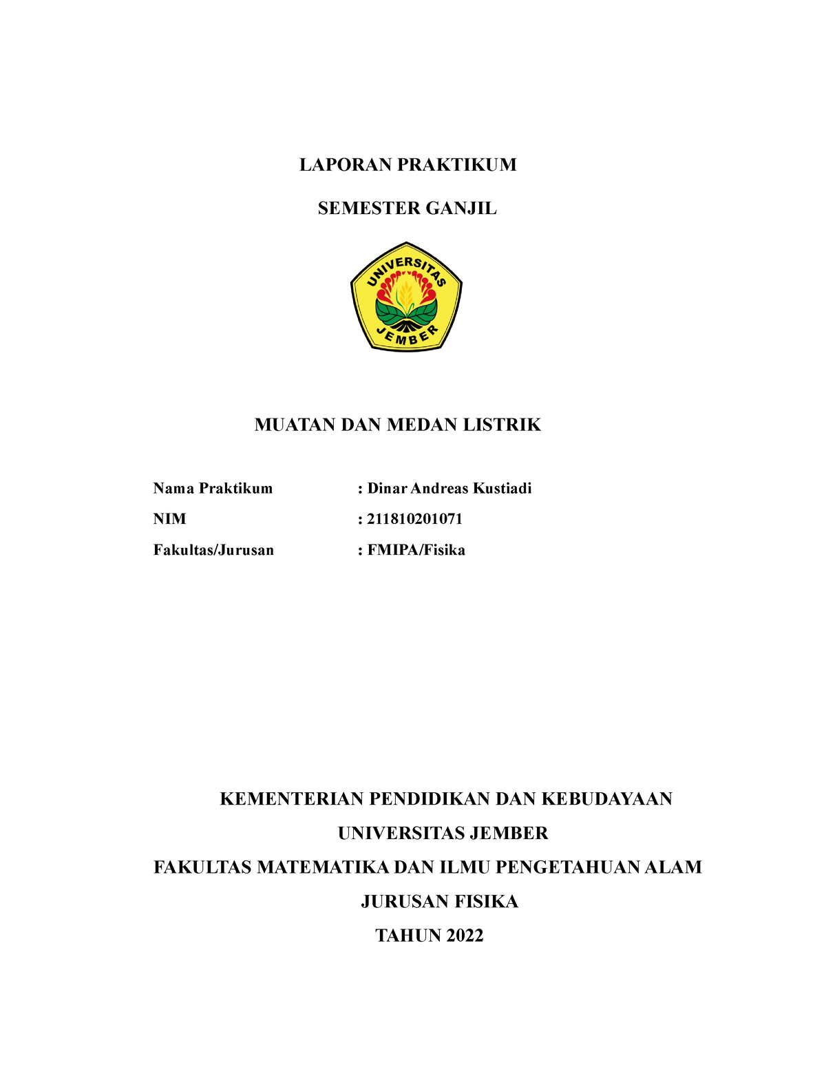 Laprak Modul 1 - Laporan Praktikum Listrik Magnet Muatan Dan Medn ...