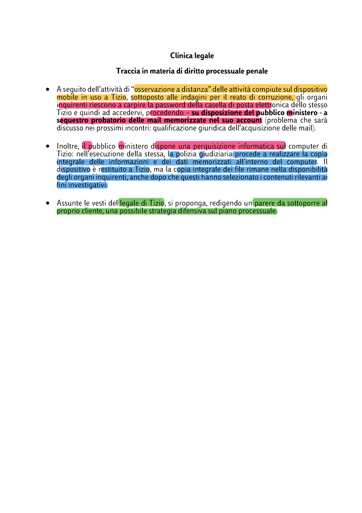 Traccia Clinica Legale Diritto Processuale Penale Clinica Legale Traccia In Materia Di Diritto