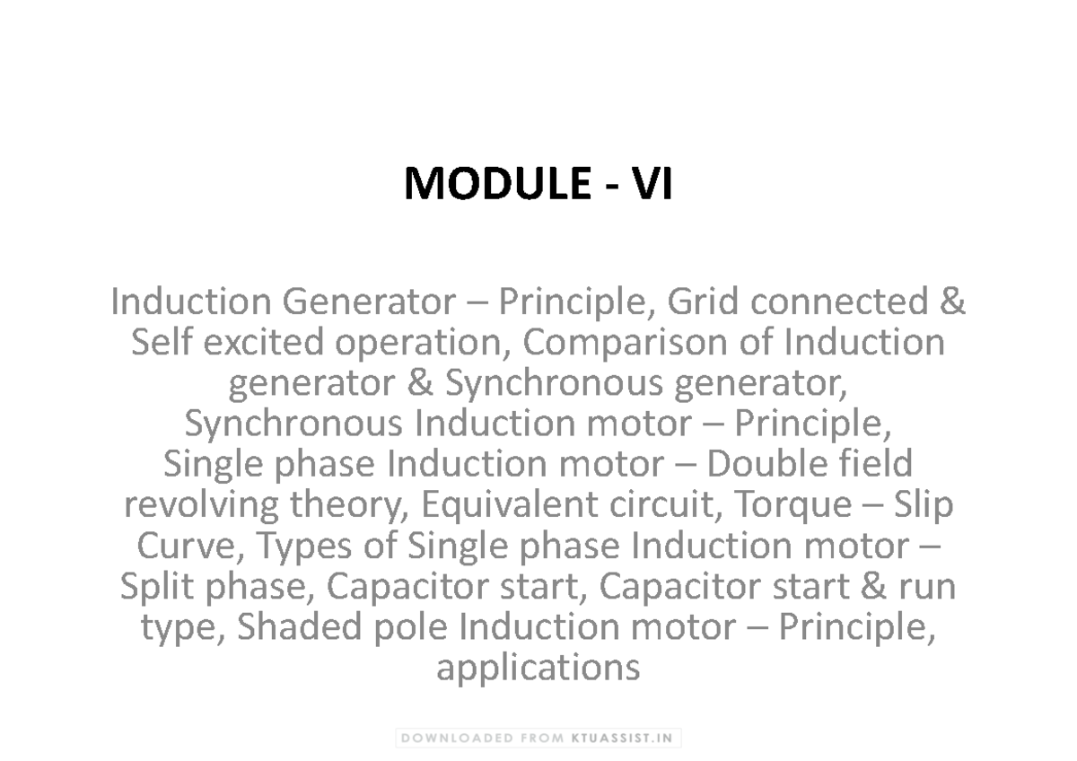 EE 202 M6 Ktuassist - Induction generator - MODULE - VI Induction ...