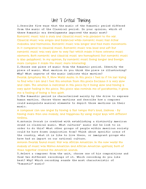 Unit 5 Critical Thinking - Unit 5 critical thinking 1 are the ...
