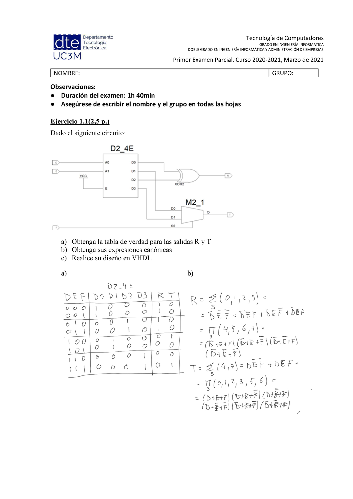 Parcial Anterior Solucion - GRADO EN INGENIERÍA INFORMÁTICA DOBLE GRADO ...