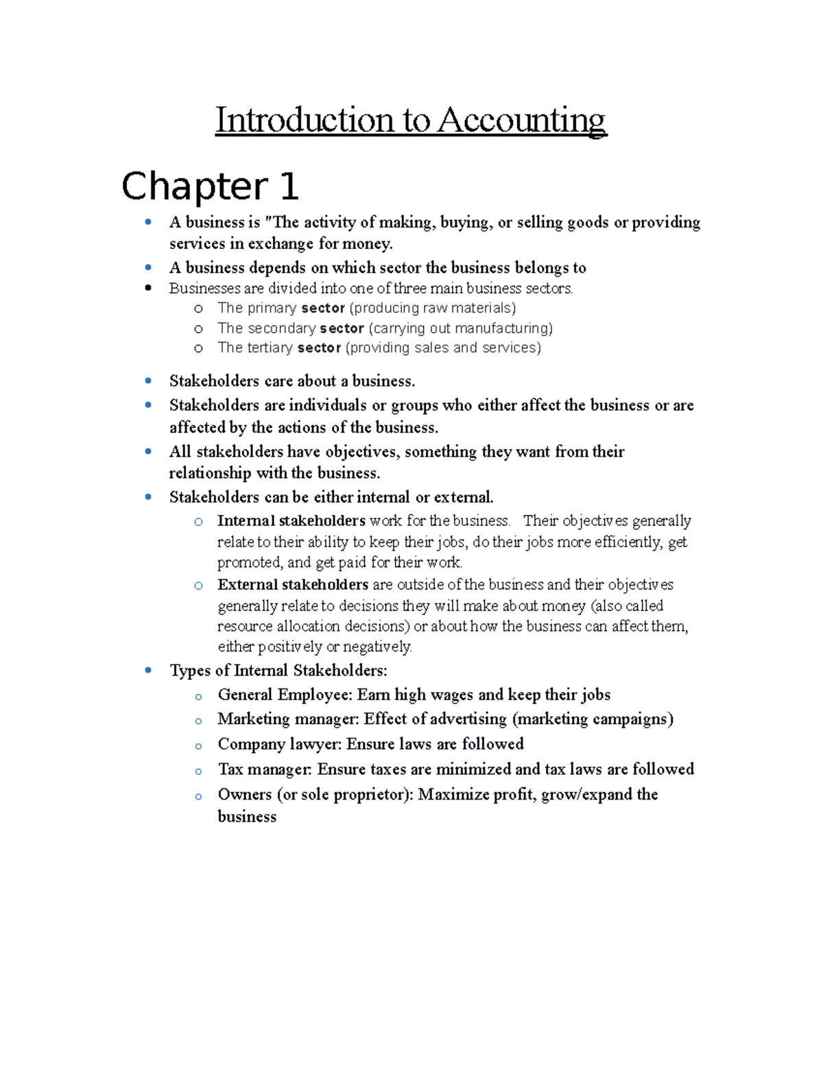 Introduction To Accounting Notes-1 - Introduction To Accounting Chapter ...