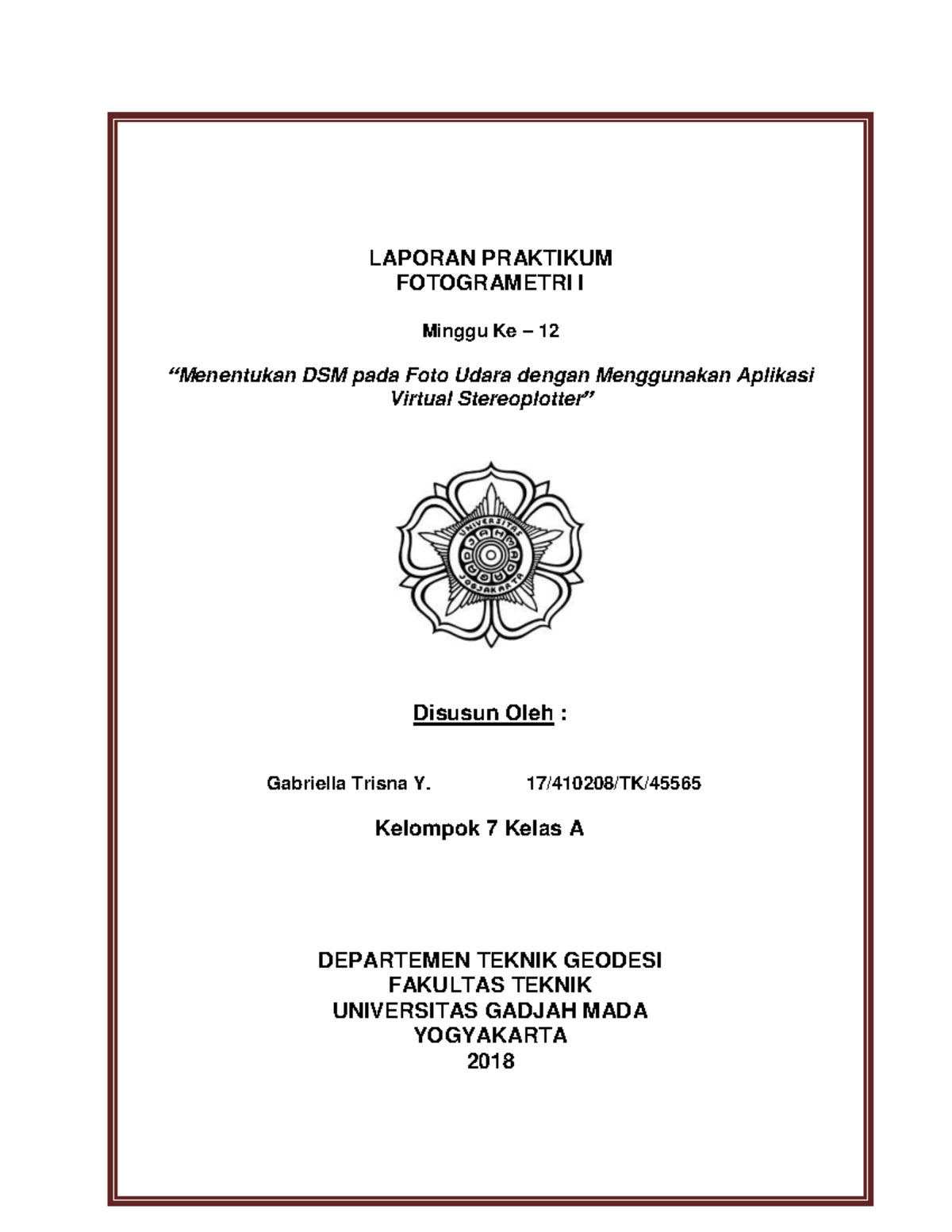 Laporalaporan Praktikum - Menentukan DSM pada Foto Udara dengan