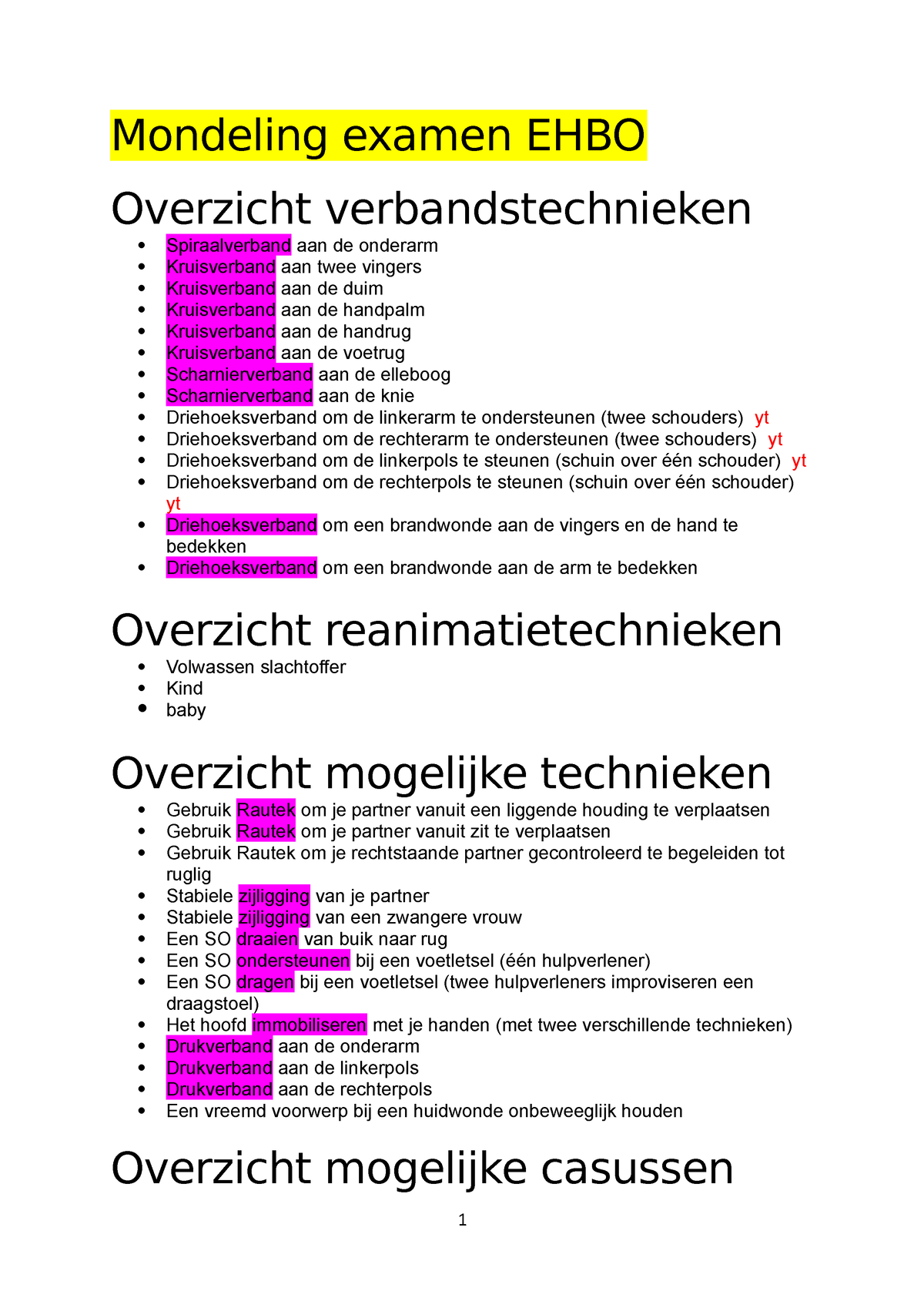 Ehbo Casus Samenvatting Mondeling Examen Ehbo Overzicht