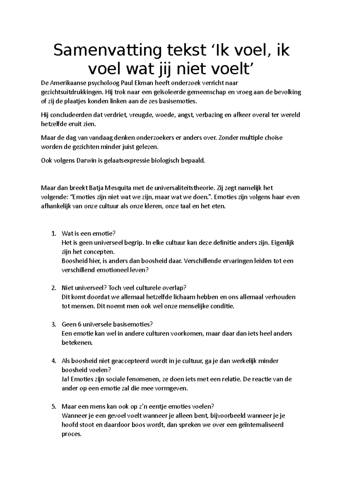 Samenvatting Tekst Ik Voel Ik Voel Wat Jij Niet Voelt - Samenvatting ...