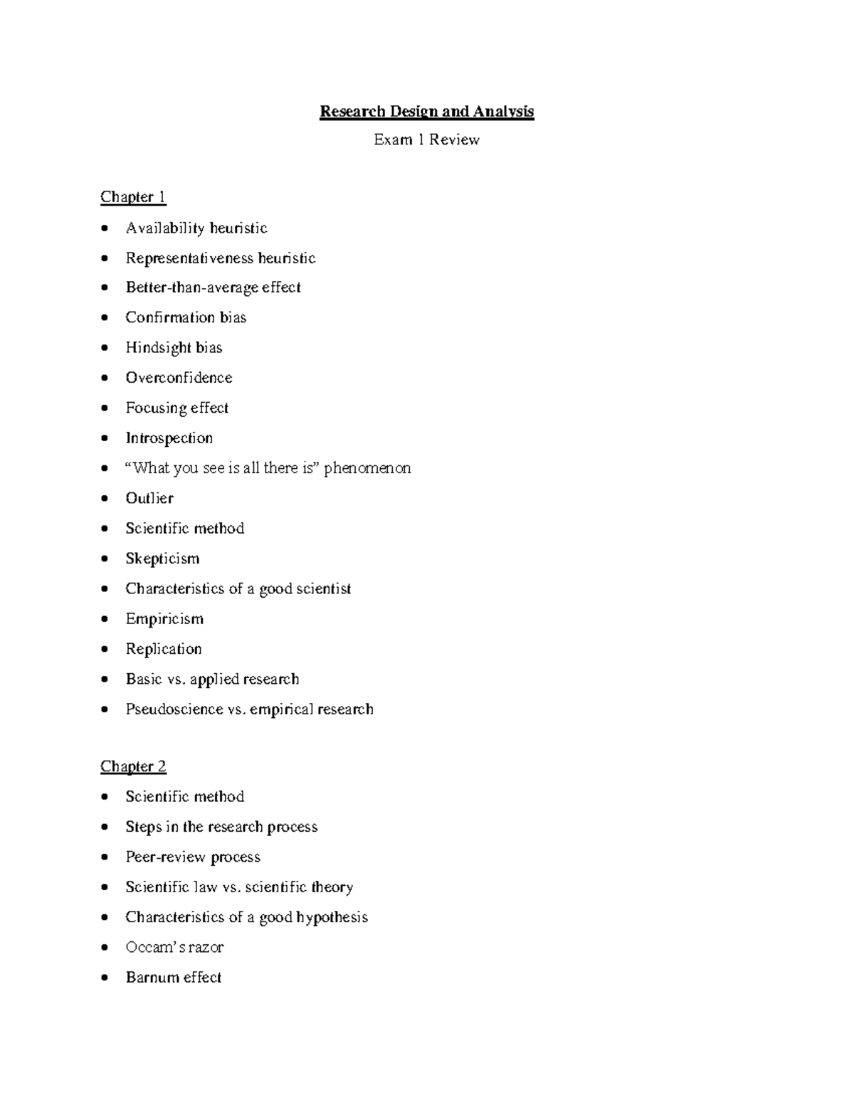 Unit 1 Exam Study Guide - Dr. Jessica Lockhart Ch. 1-4 - Research ...