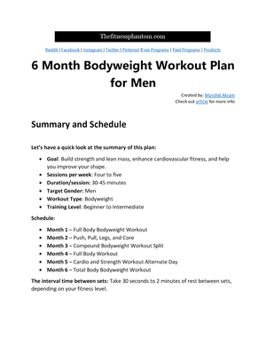 Bodyweight workout best sale program reddit