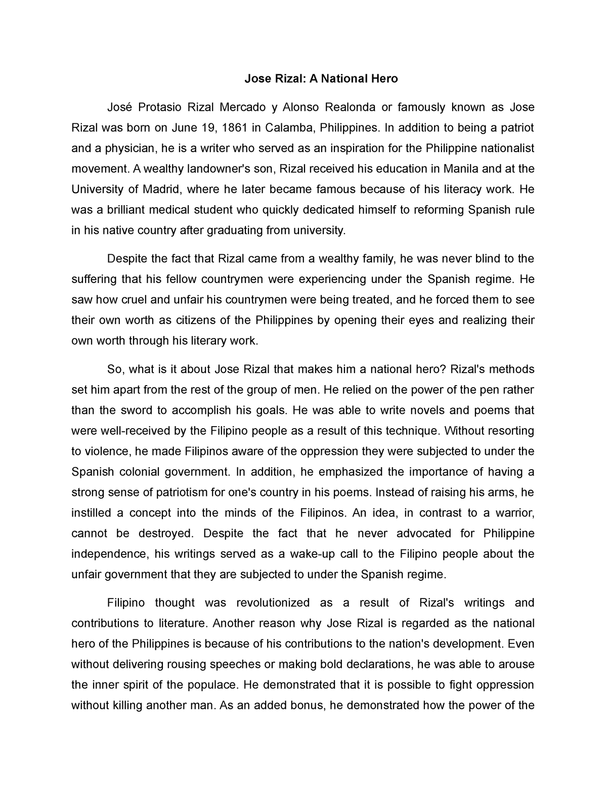 jose rizal essays and articles