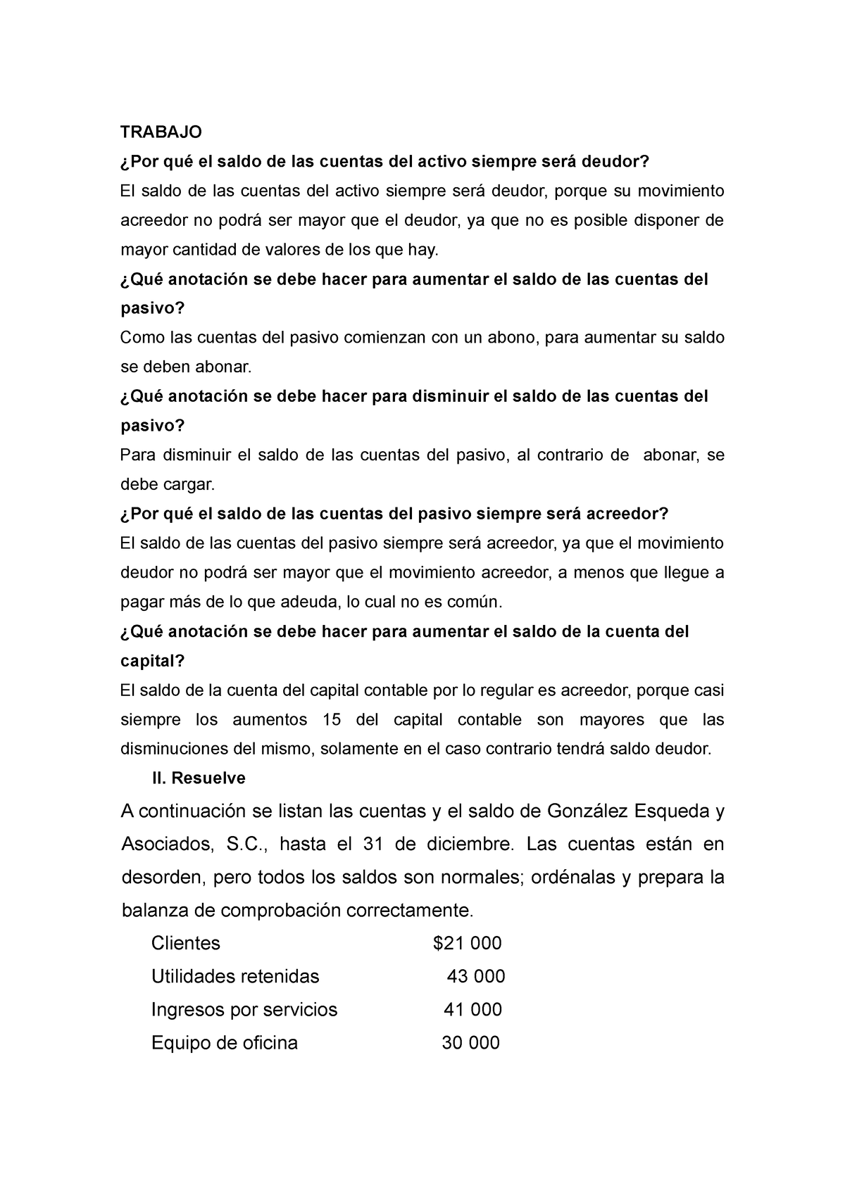 Tarea Contabilidad Ejercicios De Pregunta Y Clasificaci N De Cuentas