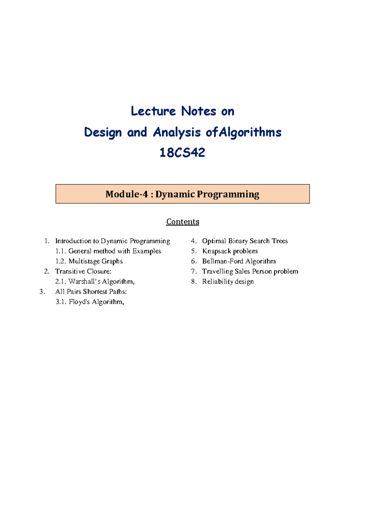 18CS42 daa m4 notes - Lecture Notes on Design and Analysis ofAlgorithms ...