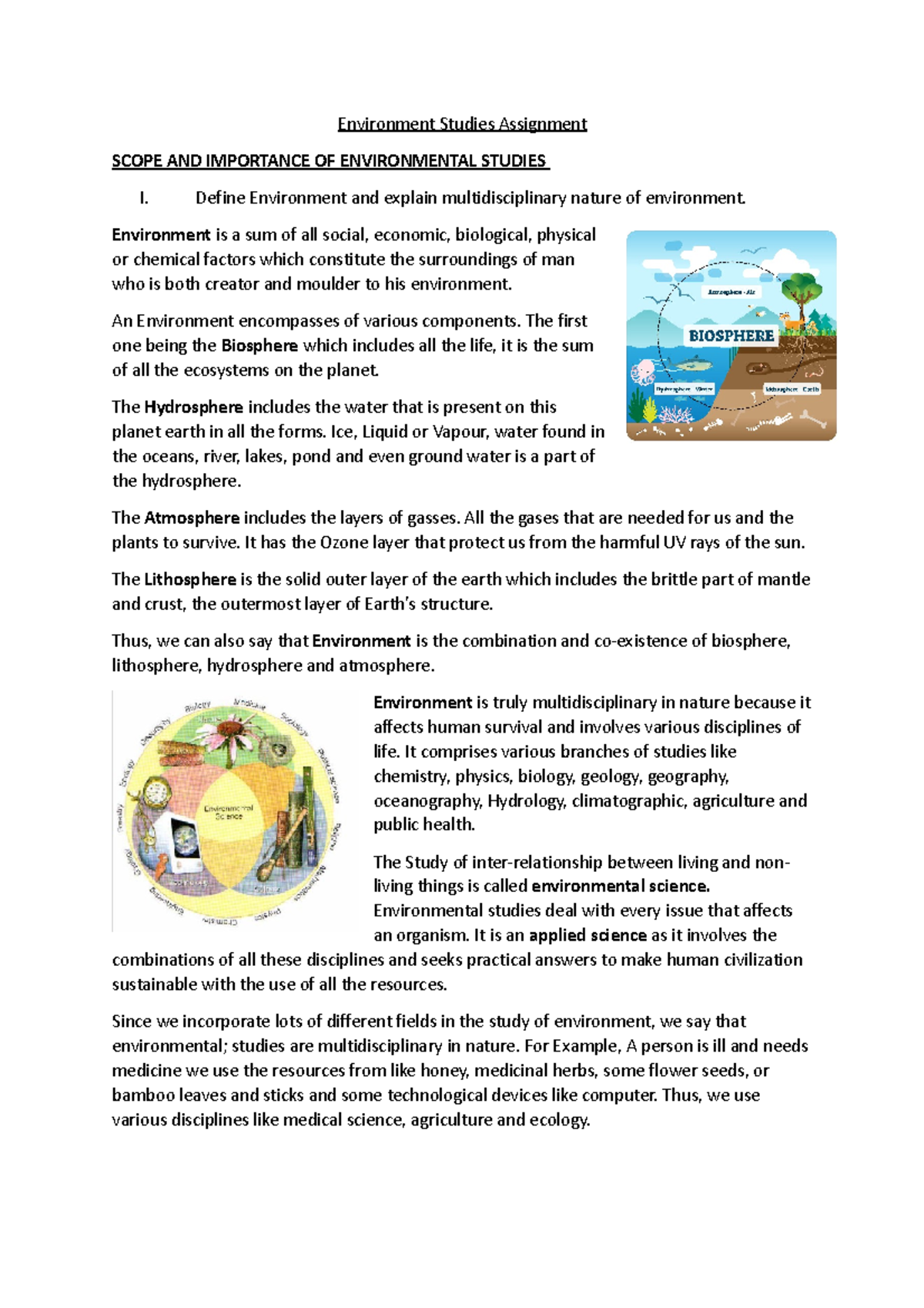 EVS Scope and Importance of Environment Studies - Environment Studies ...