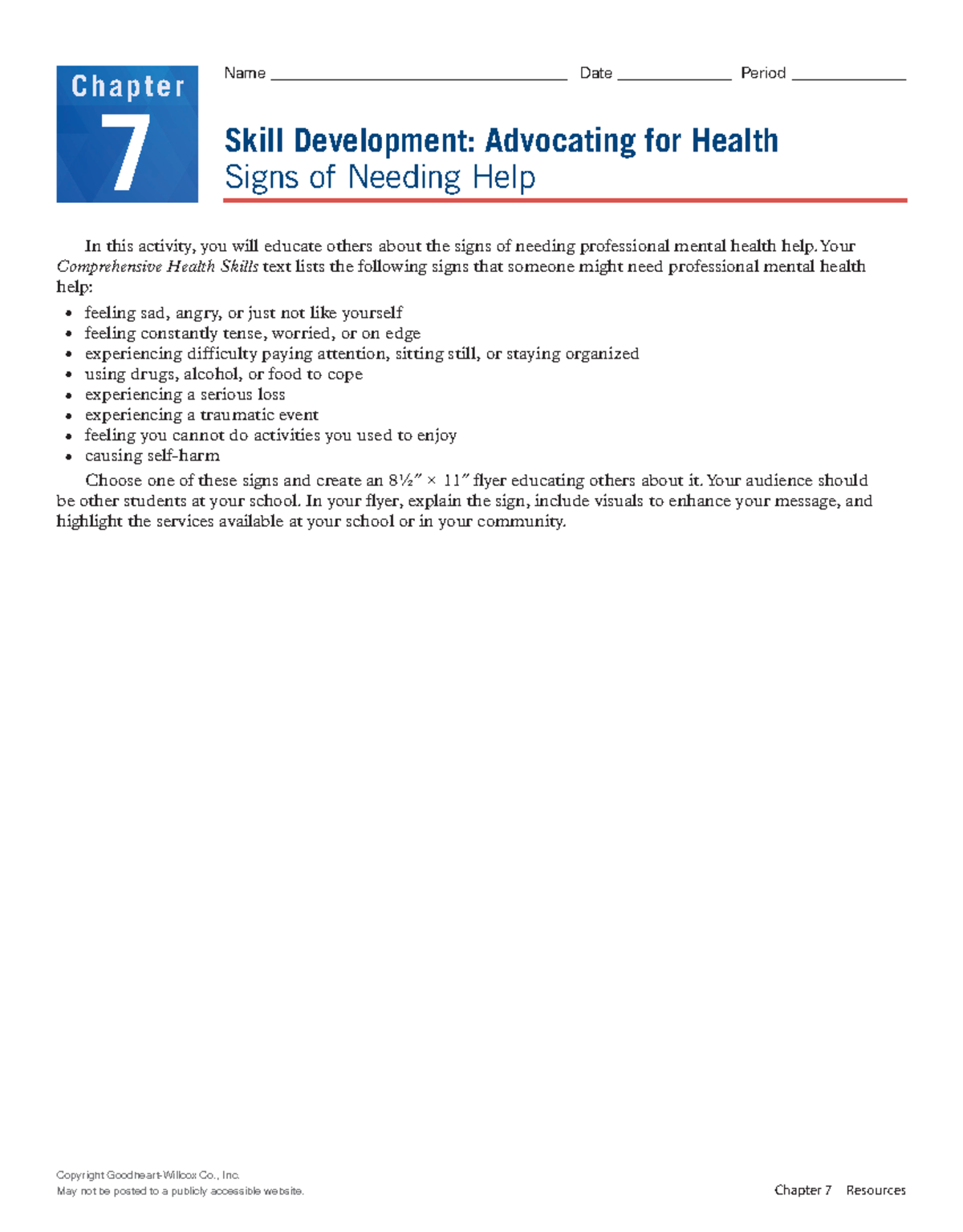 Ch 7 signs of needing help - Copyright Goodheart-Willcox Co., Inc. May ...