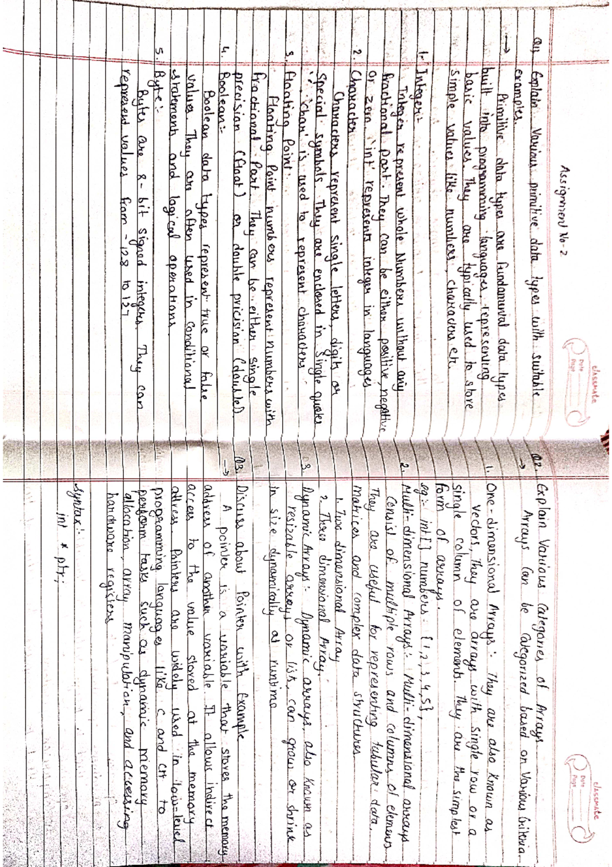 PPL (Assignment 02) - PPL - elassmote classmate Date Date Page Page ...