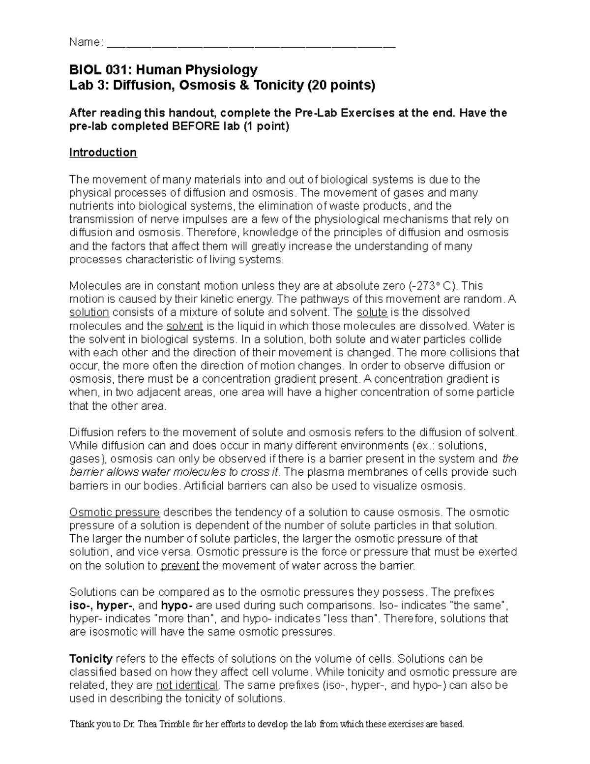 Lab 3 Diffusion, osmosis, and tonicity Name
