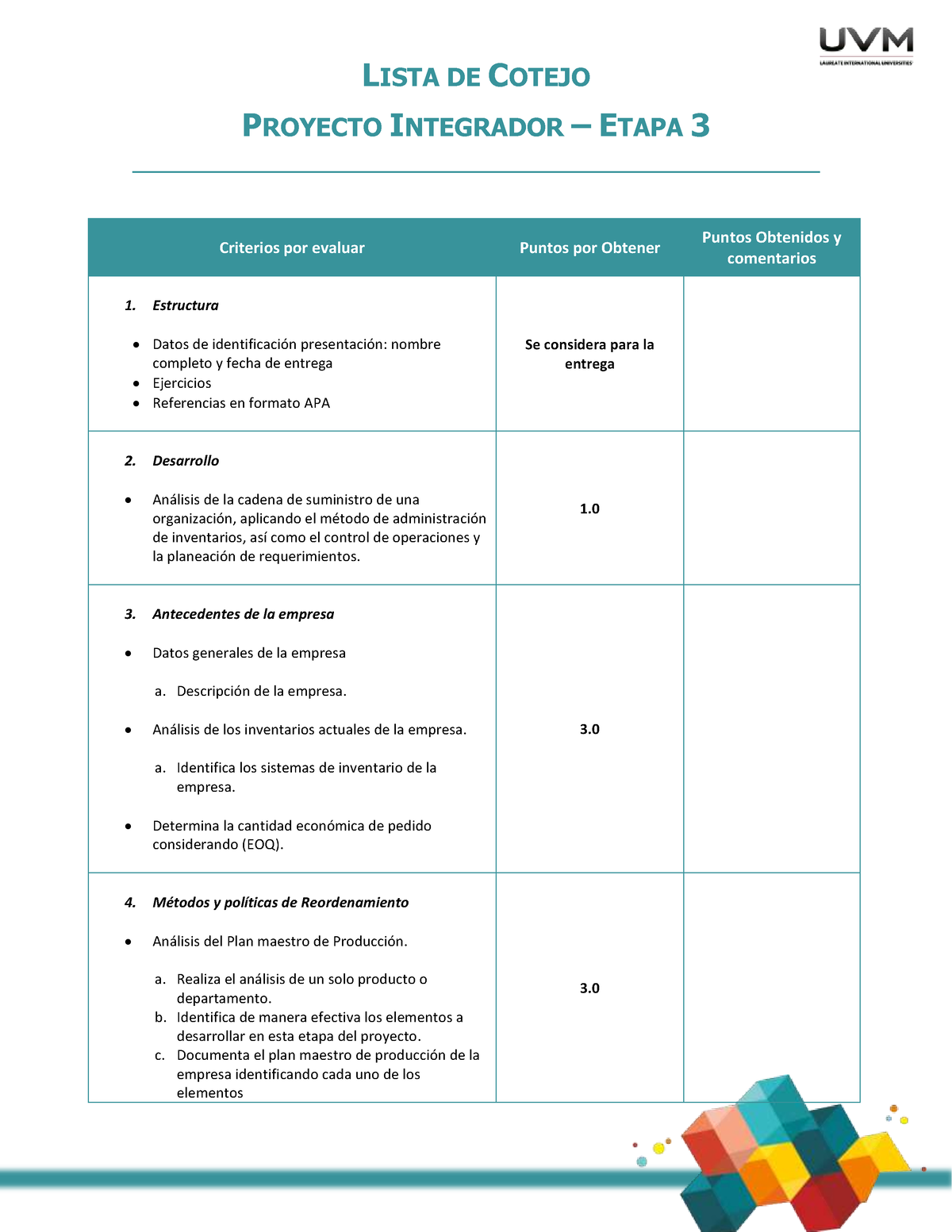 Lc Proyect Integrador E3 Lista De Cotejo Proyecto Integrador Etapa 3 Criterios Por Evaluar 7935