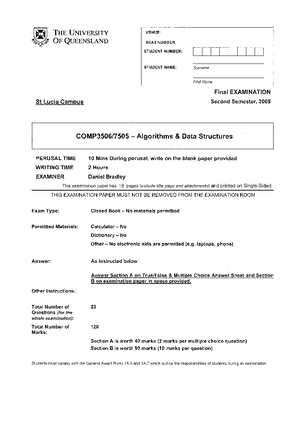 3506 Cheat Sheet - COMP3506 - E 12 mod 7=> 12/7 = 1 .1714...=> 1- 1 =0 ...