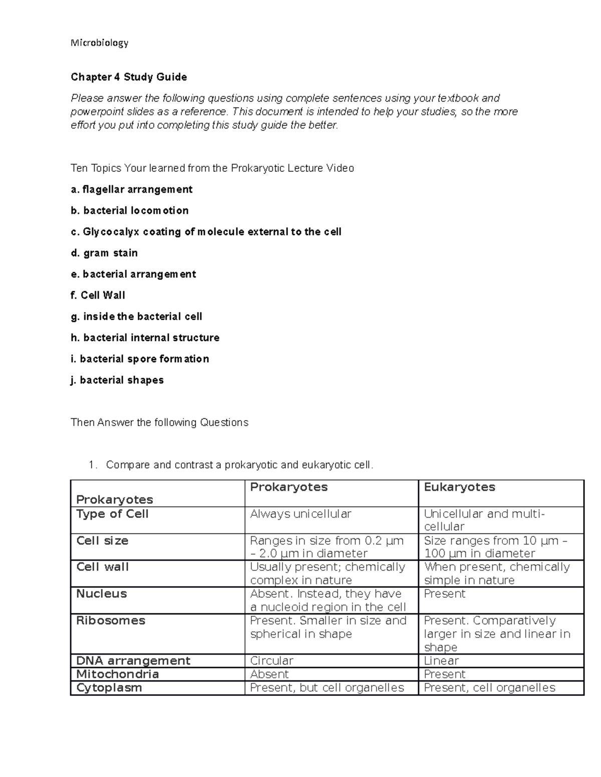 Chapter 4 Study Guide - Good - Chapter 4 Study Guide Please Answer The ...