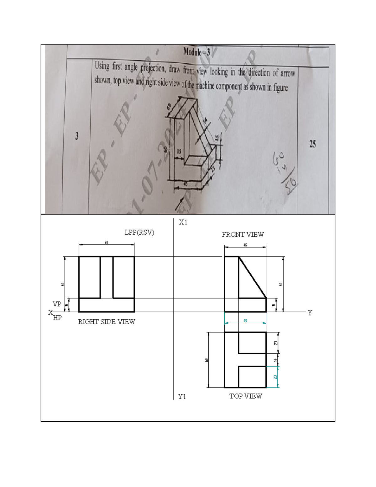 Isomertic- Views- Orthographic Prjections-2024-VTU- Problem - computer ...