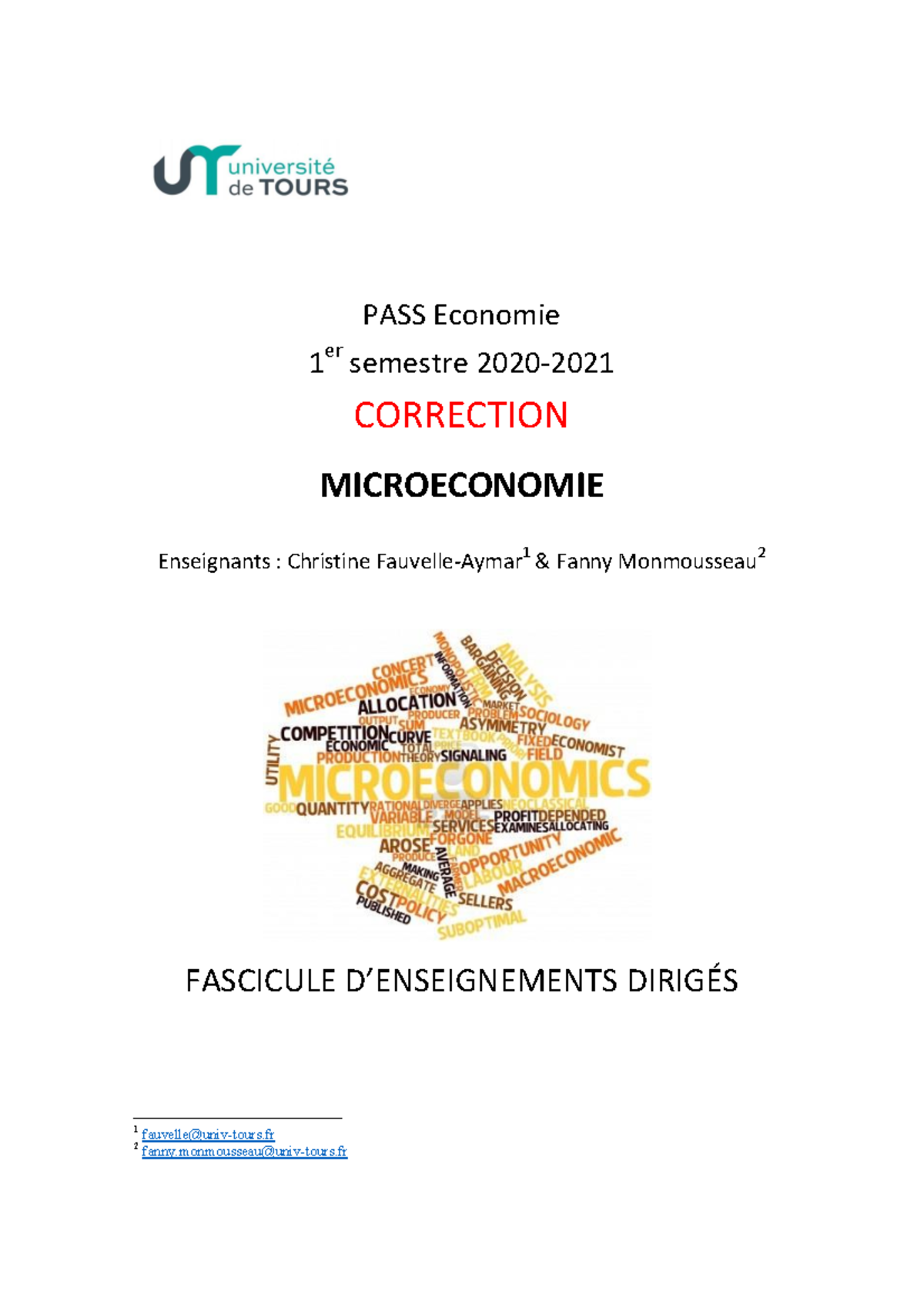 Micro seance 1 Corrigé consommateurs PASS Economie 1 er semestre 20