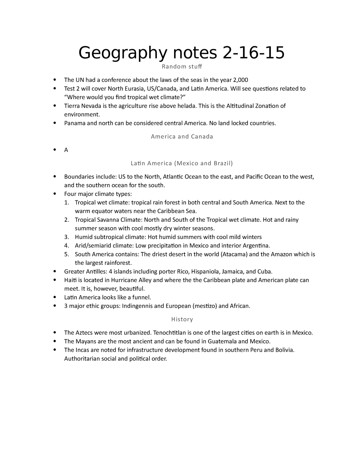 2 16 15 Lecture Notes 6 Geog 1101 World Regional