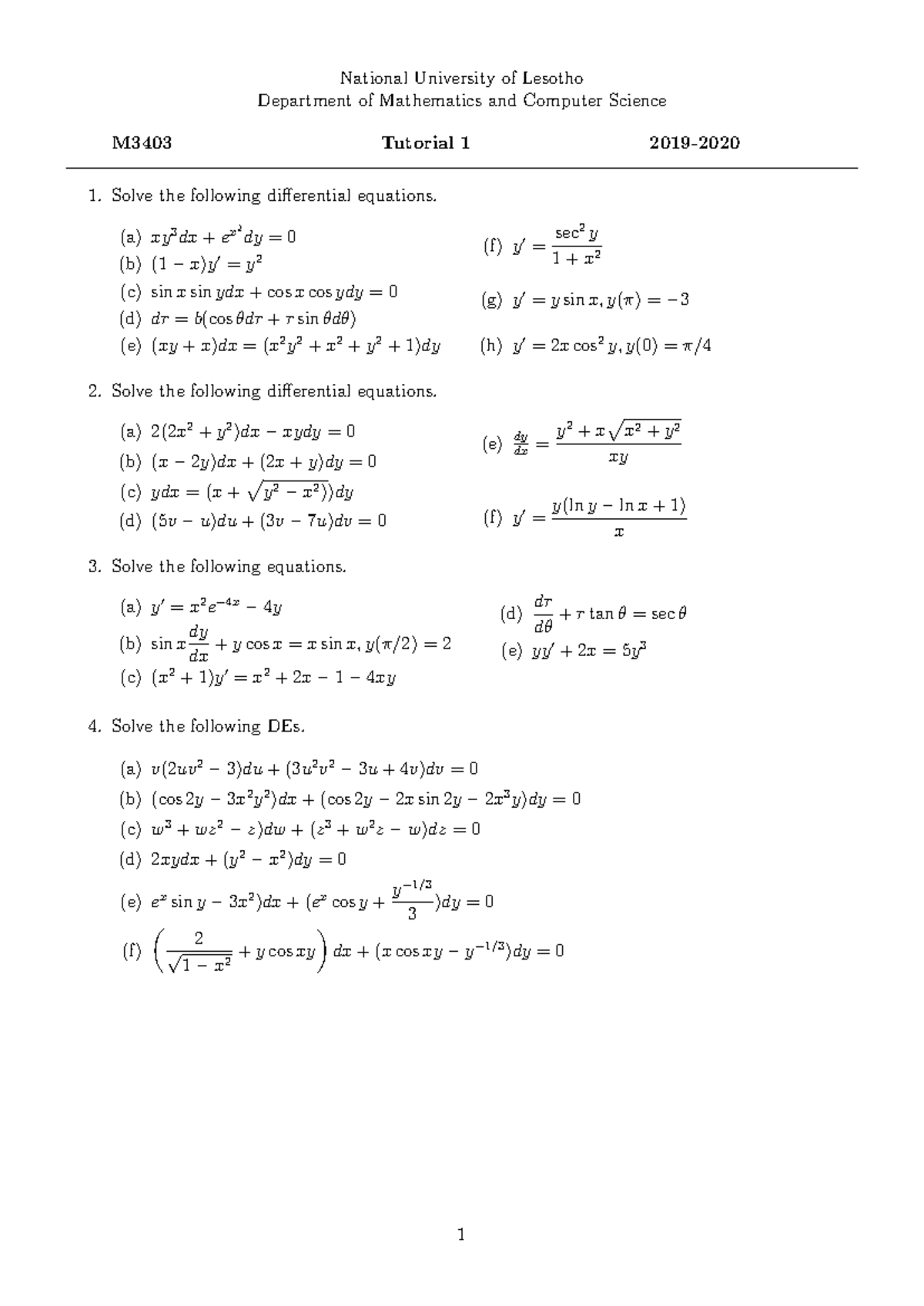 Ordinary differential equations - National University of Lesotho ...