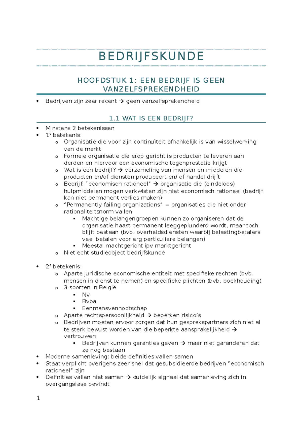 Bedrijfskunde - Samenvatting Volledige Boek - BEDRIJFSKUNDE HOOFDSTUK 1 ...