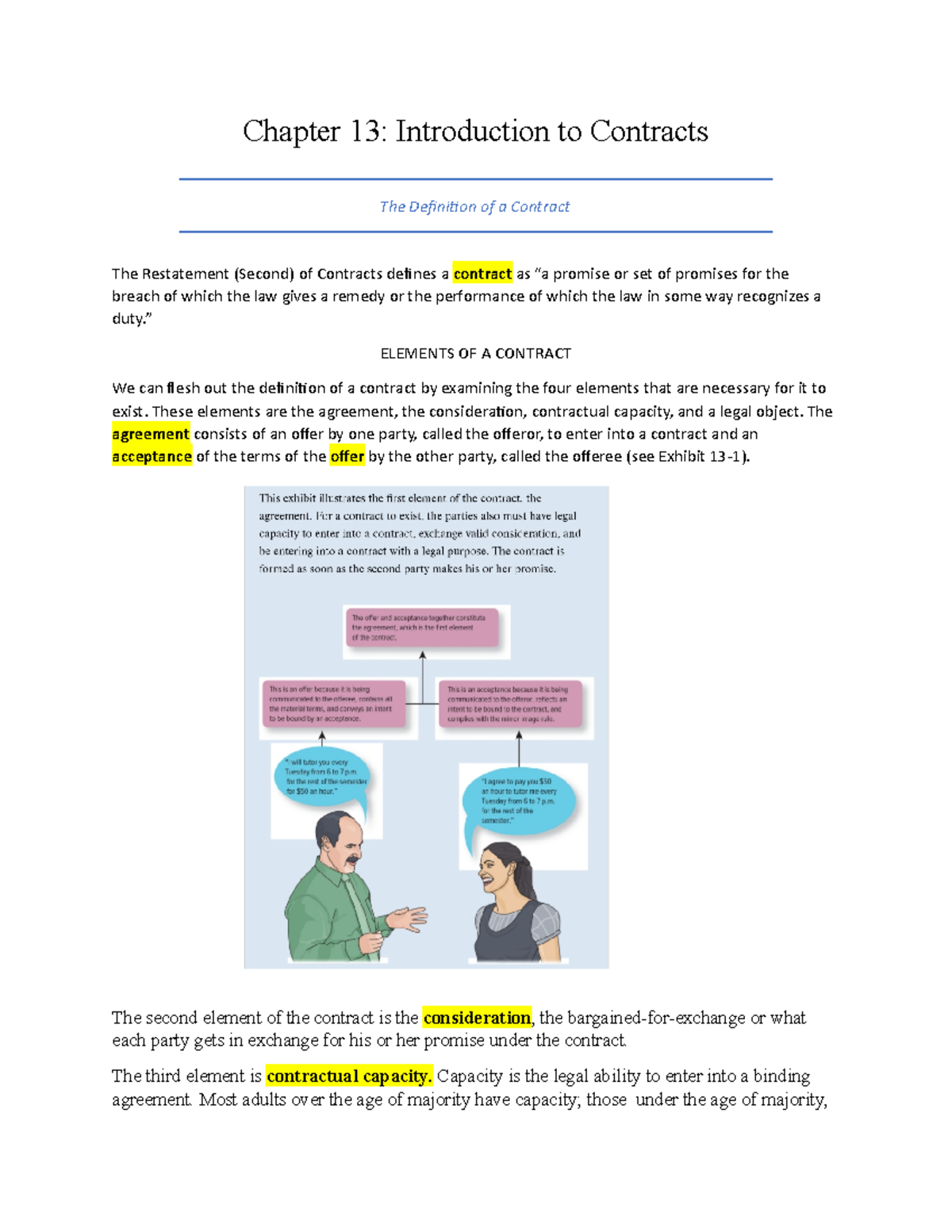 Introduction To Contracts: Definition Elements And Sources Of Contract ...