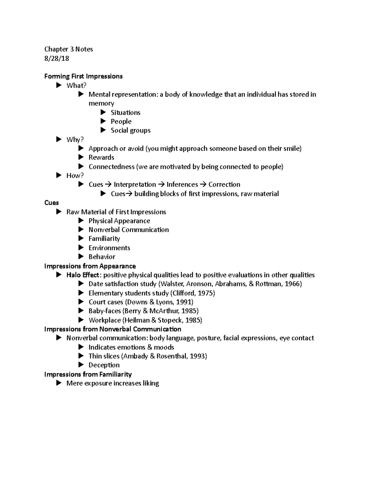 Chapter 3 Notes - Summary Social Psychology - Chapter 3 Notes Forming ...