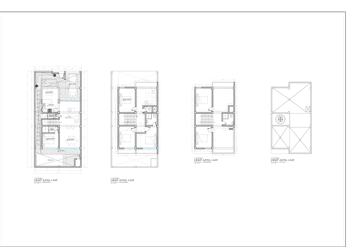 Arquitectura - esc. 1/50 planta primera unifamiliarvivienda Capacidad ...