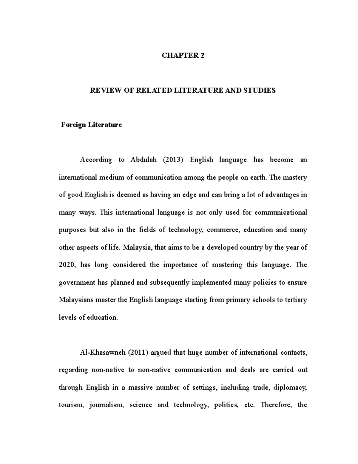 literature review of foreign