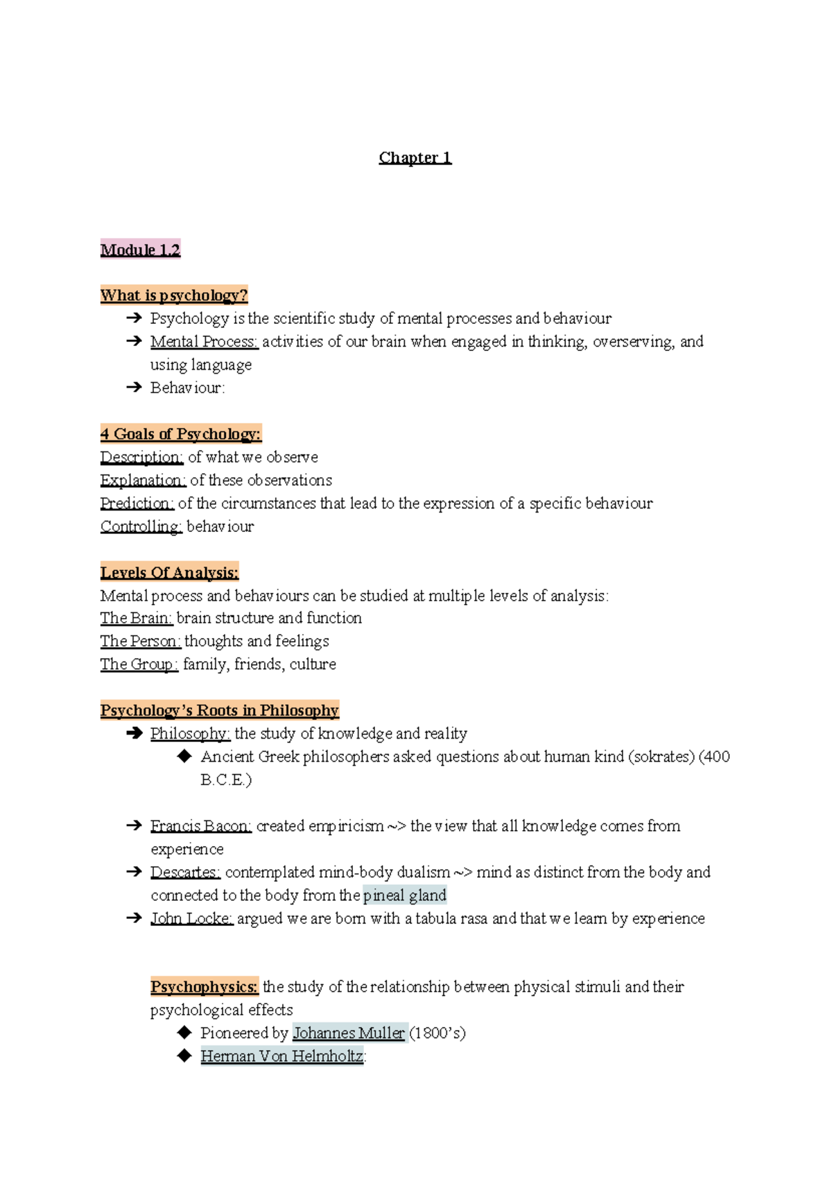Psych 1000 Final Exam Notes 1-3 - Chapter 1 Module 1. What is ...