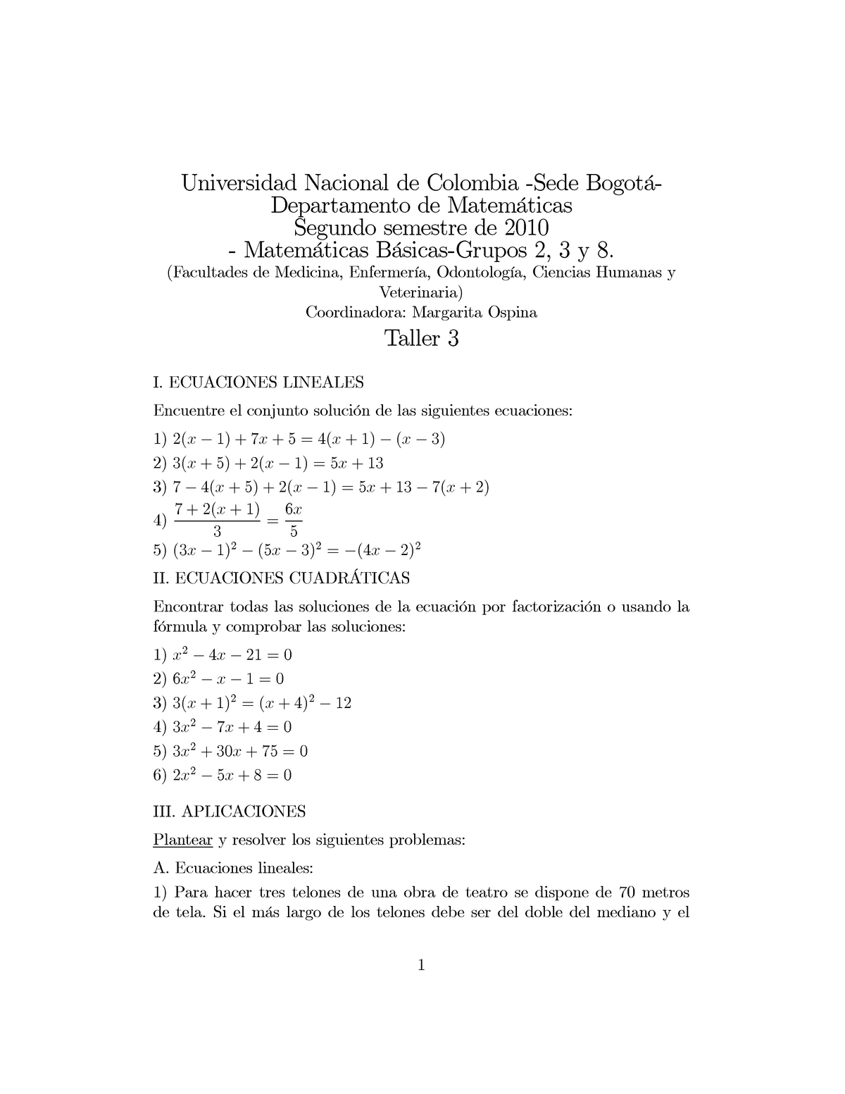 Taller 3 - Sssssssssss - Universidad Nacional De Colombia -Sede Bogot ...