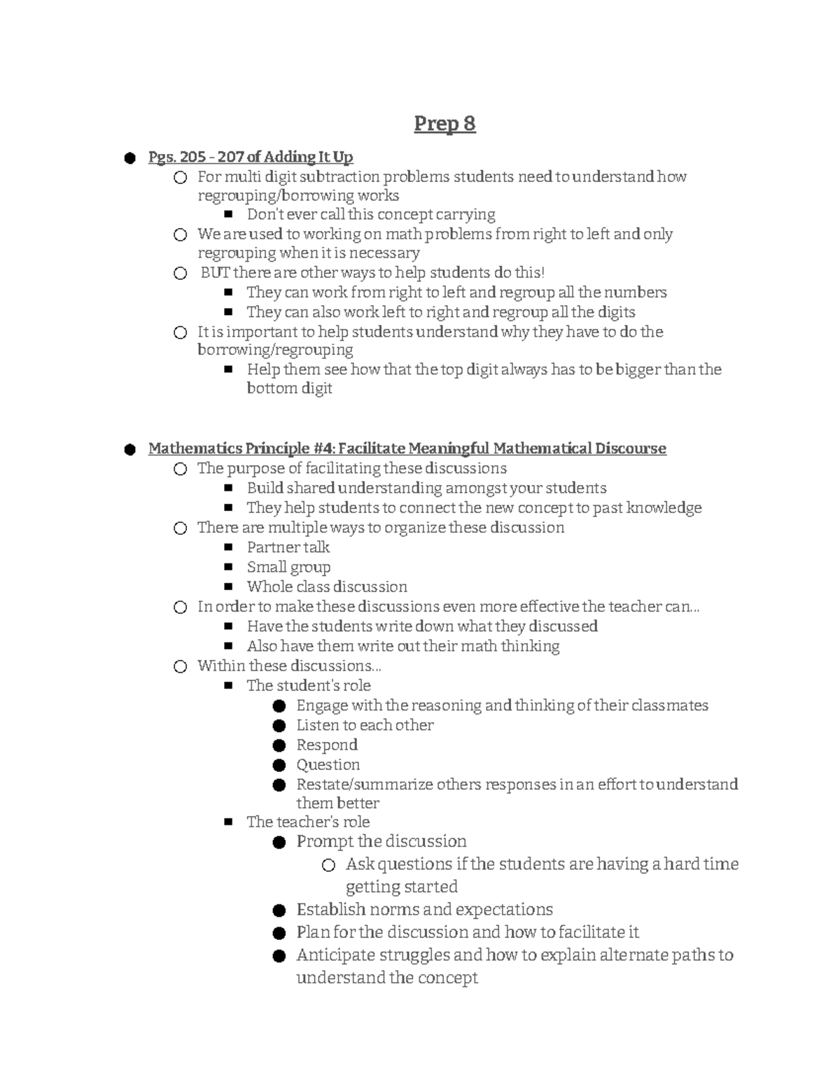 Prep 8 - Classwork - Prep 8 Pgs. 205 - 207 of Adding It Up For multi ...