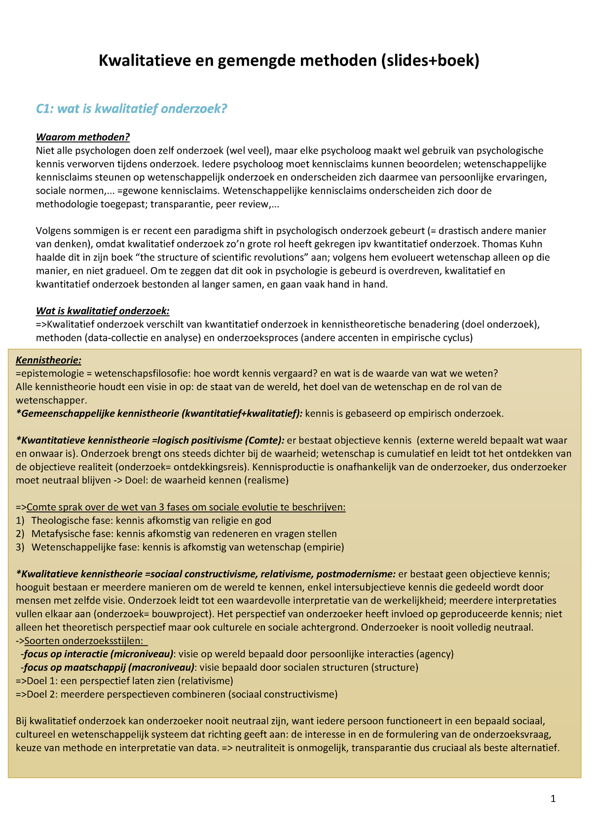 Kwalitatieve En Gemengde Methoden Samenvatting - Kwalitatieve En ...