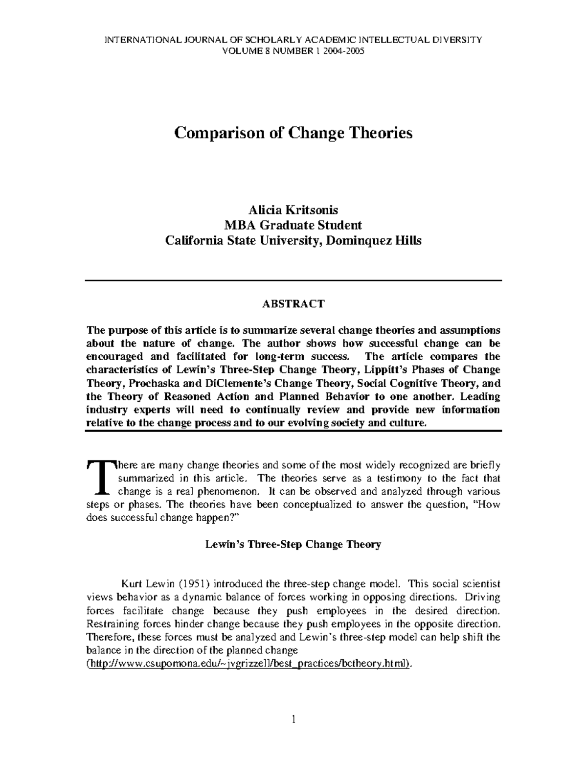 Organisational change article 3 - INTERNATIONAL JOURNAL OF SCHOLARLY ...