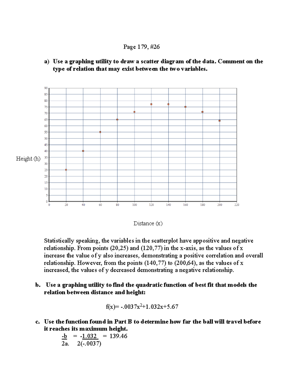 MAT160 Project - Book Problem - Page 179, # a) Use a graphing utility ...