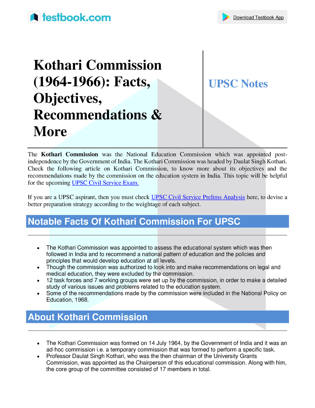 Kothari Commission 1964 1966 - The Kothari Commission Was The National ...