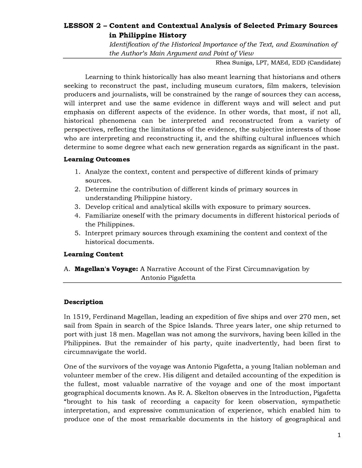 GE6 Lesson 2 Content and Contextual Analysis of Selected Primary ...