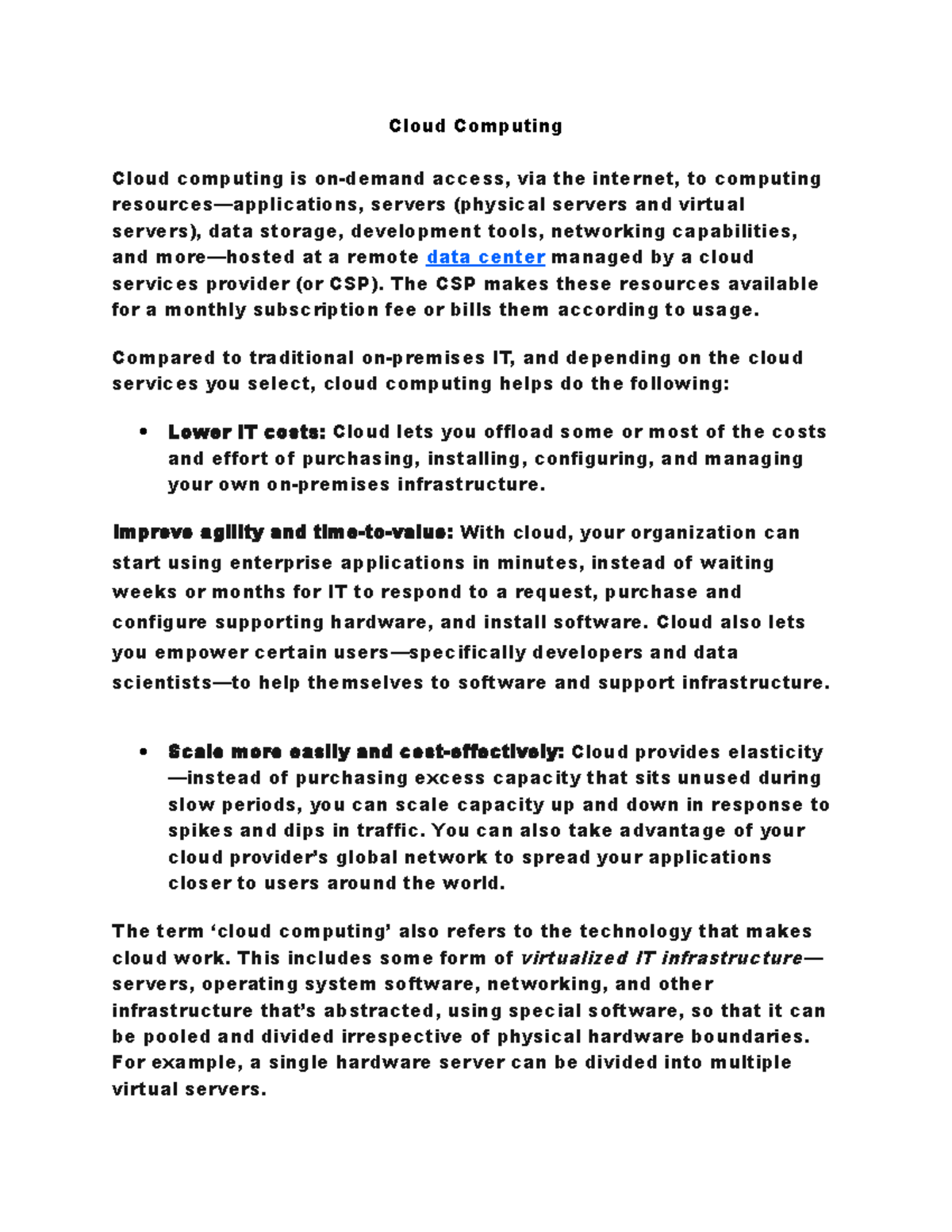 Cloud Computing It's very useful Cloud Computing Cloud computing is