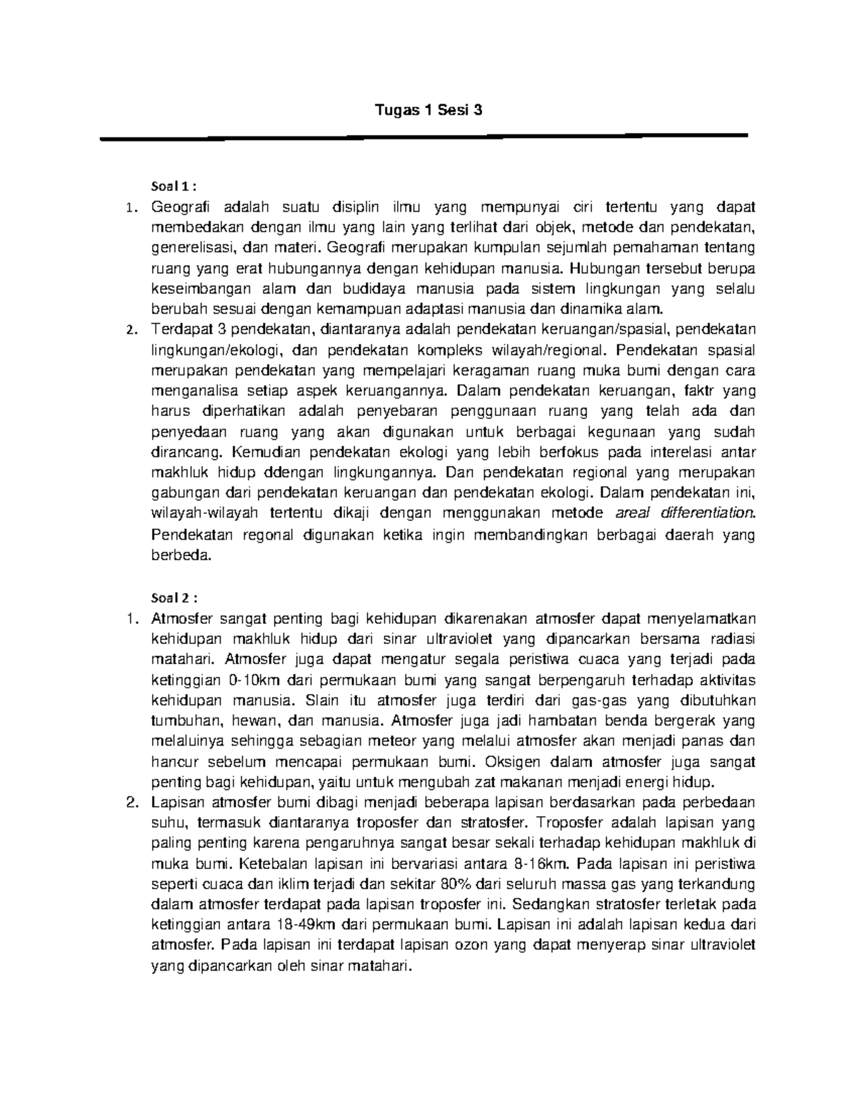 Tugas 1 Pengantar PWK - Tugas 1 Sesi 3 Soal 1 : Geografi Adalah Suatu ...