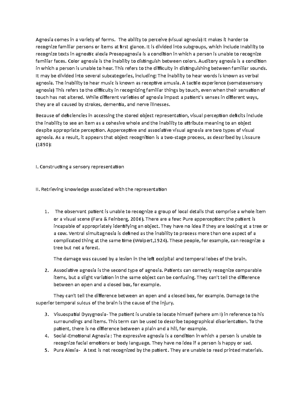 Topic 3 dq 1 psy 402 - DQ Week 3 question 1 with cite - Agnosia comes ...