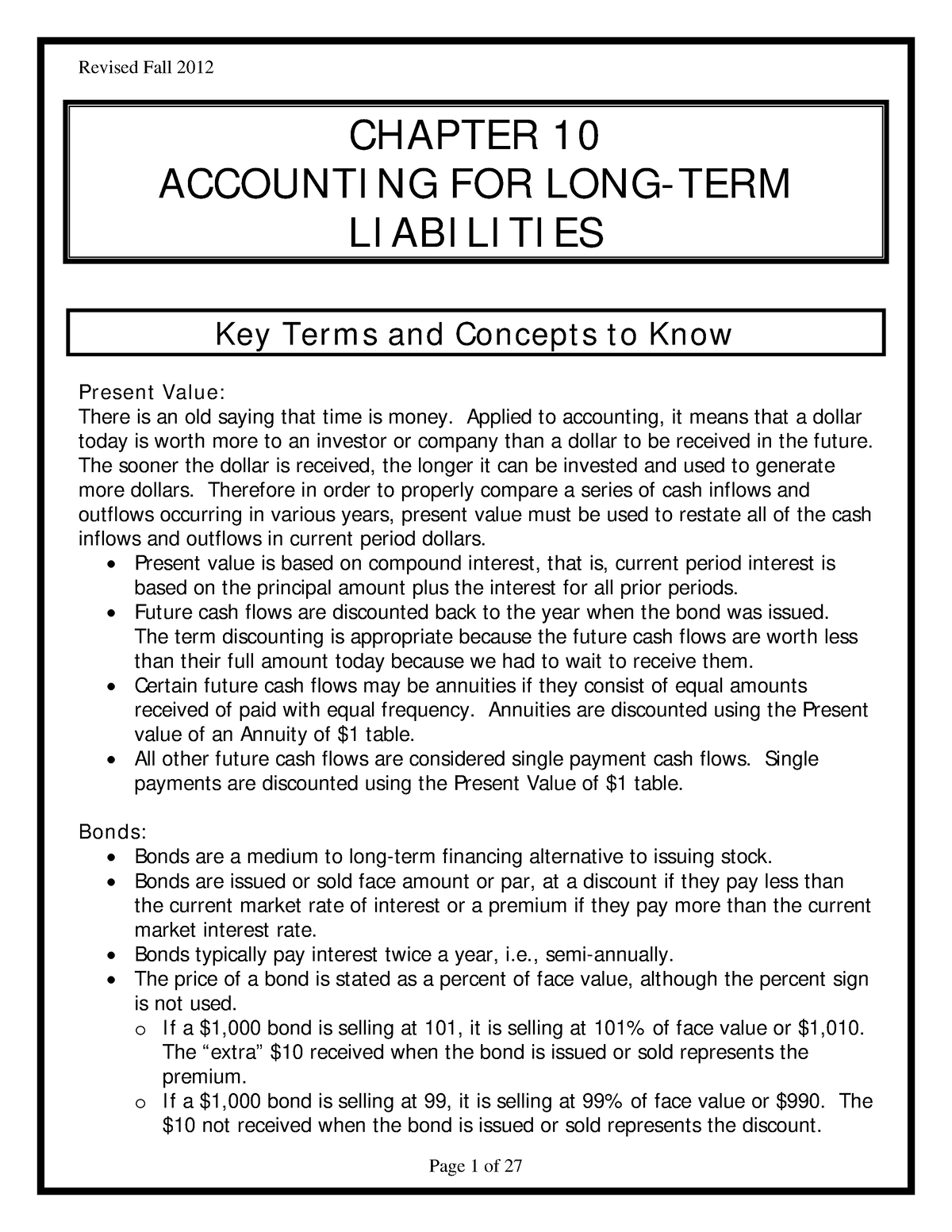 ACC101-Chapter 10new - None - CHAPTER 10 ACCOUNTI NG FOR LONG- TERM LI ...