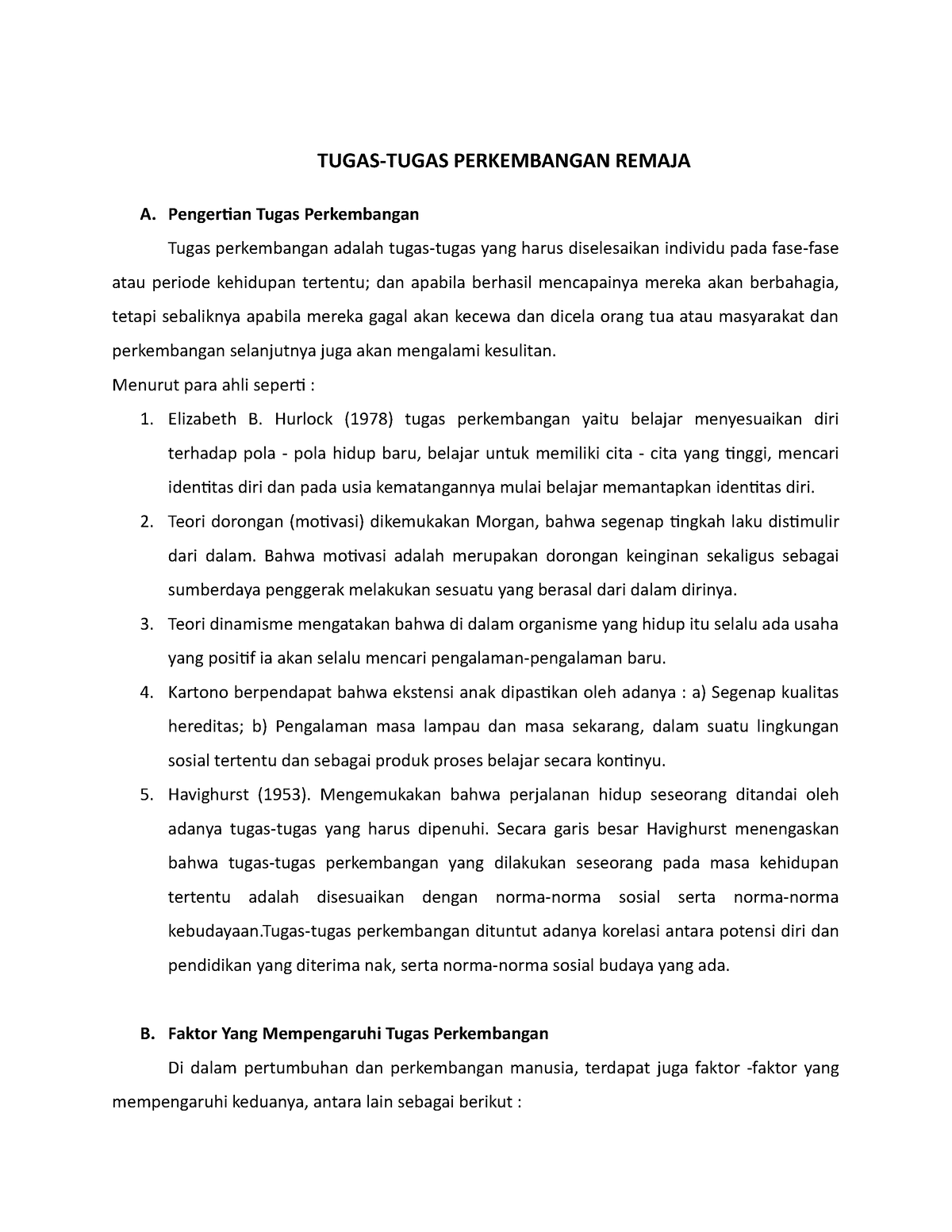 Tugas- Tugas Perkembangan Remaja - TUGAS-TUGAS PERKEMBANGAN REMAJA A ...