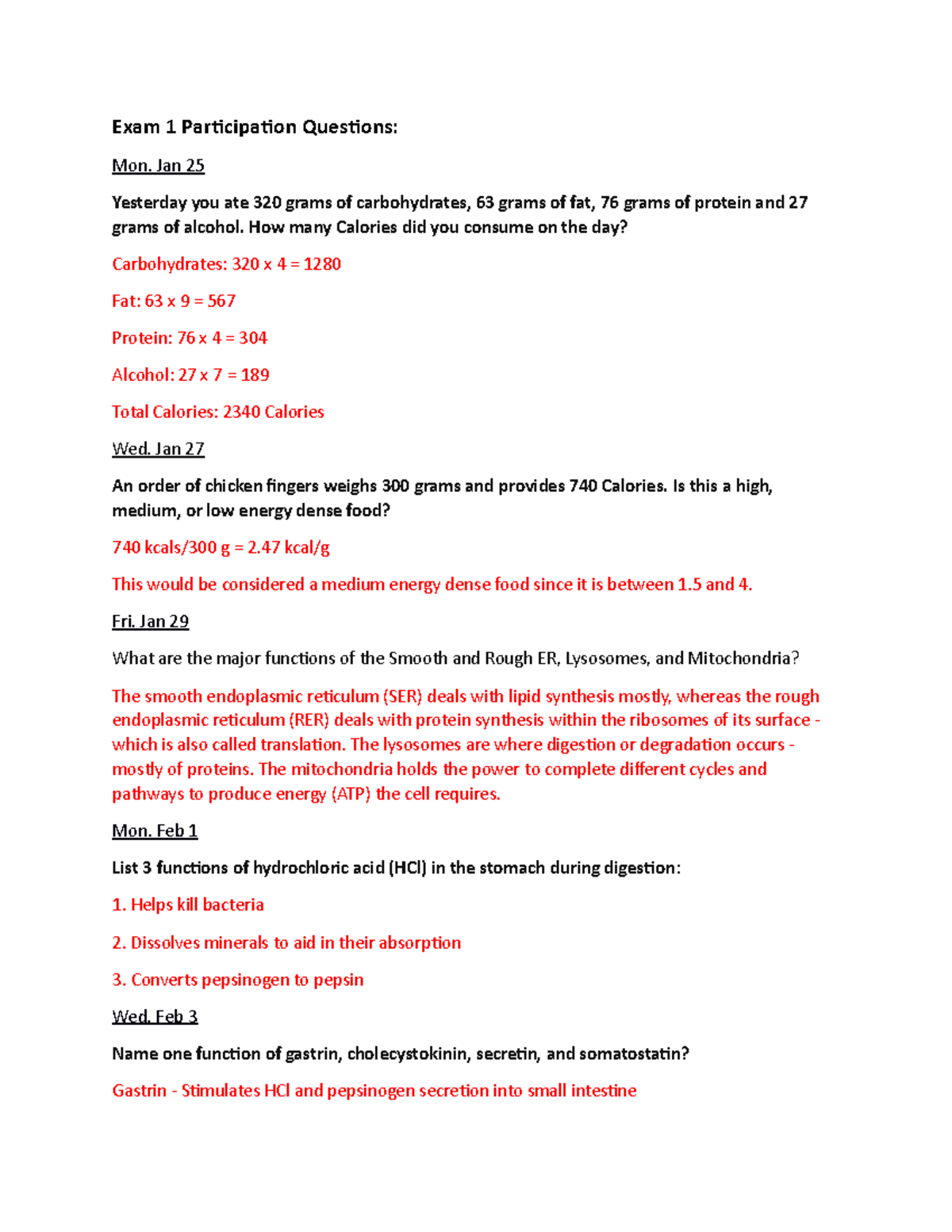 Exam 1 Participation Questions - Exam 1 Participation Questions: Mon ...