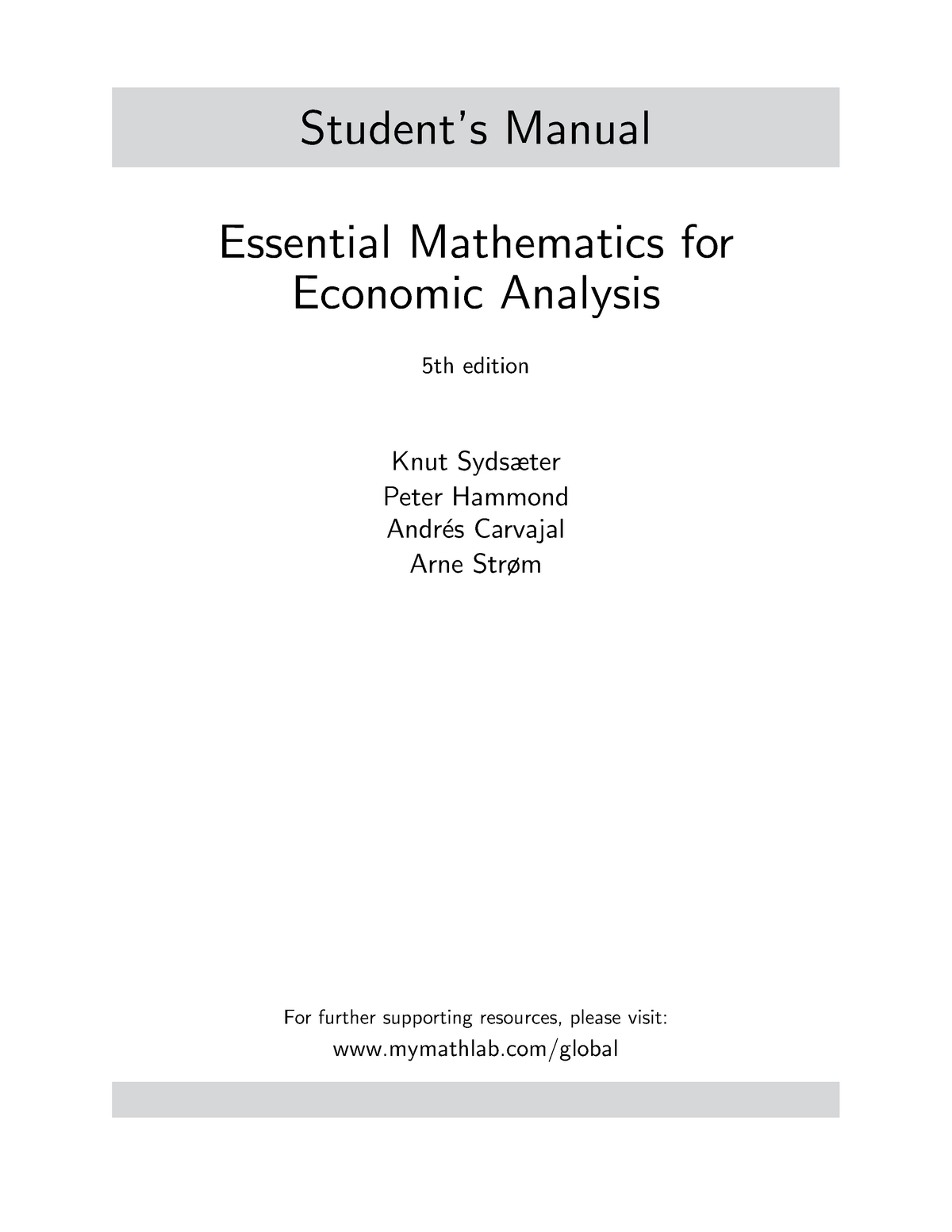 Student Manual For Mathematics For Economics 5th Edition Student Manual Studocu