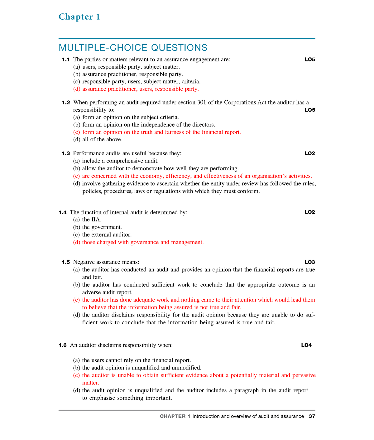 Audit MCQ Ch 1 5 W Answer - CHAPTER 1 Introduction And Overview Of ...