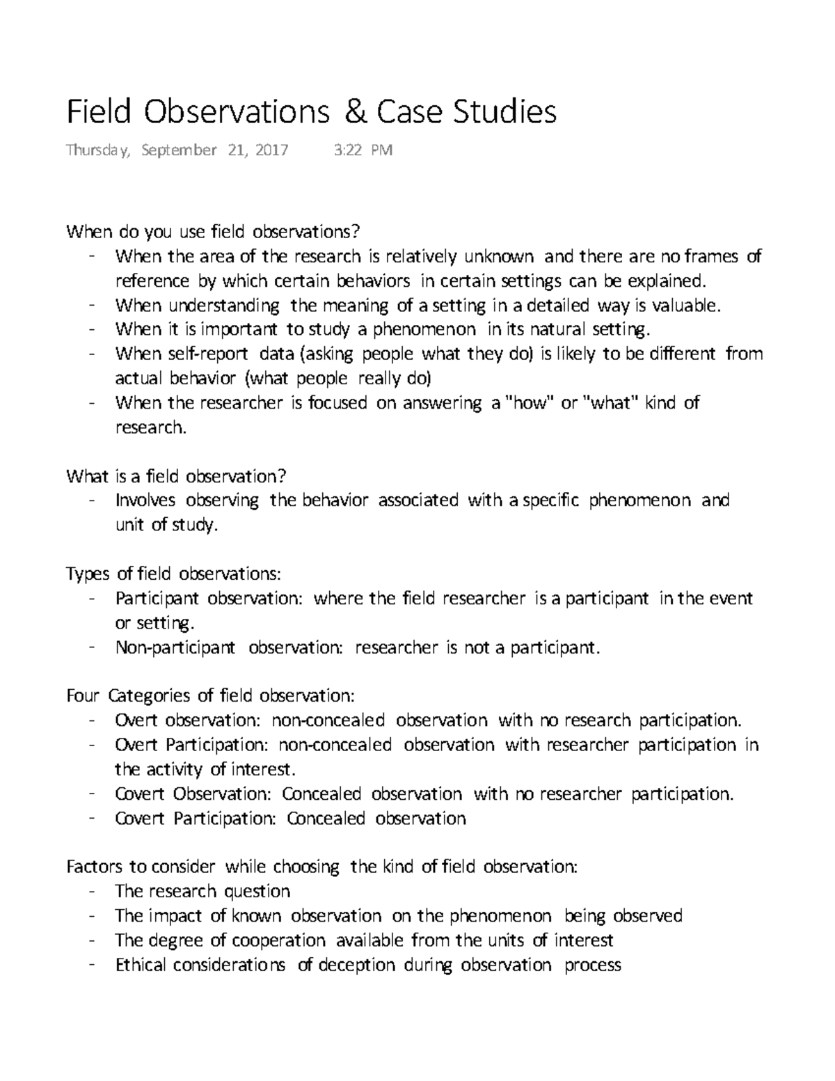 case study using observations